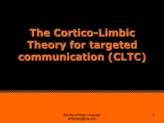 The Cortico-Limbic
 Theory for targeted
communication (CLTC)




       Secrets of Body Language   4
          arifanees@l...