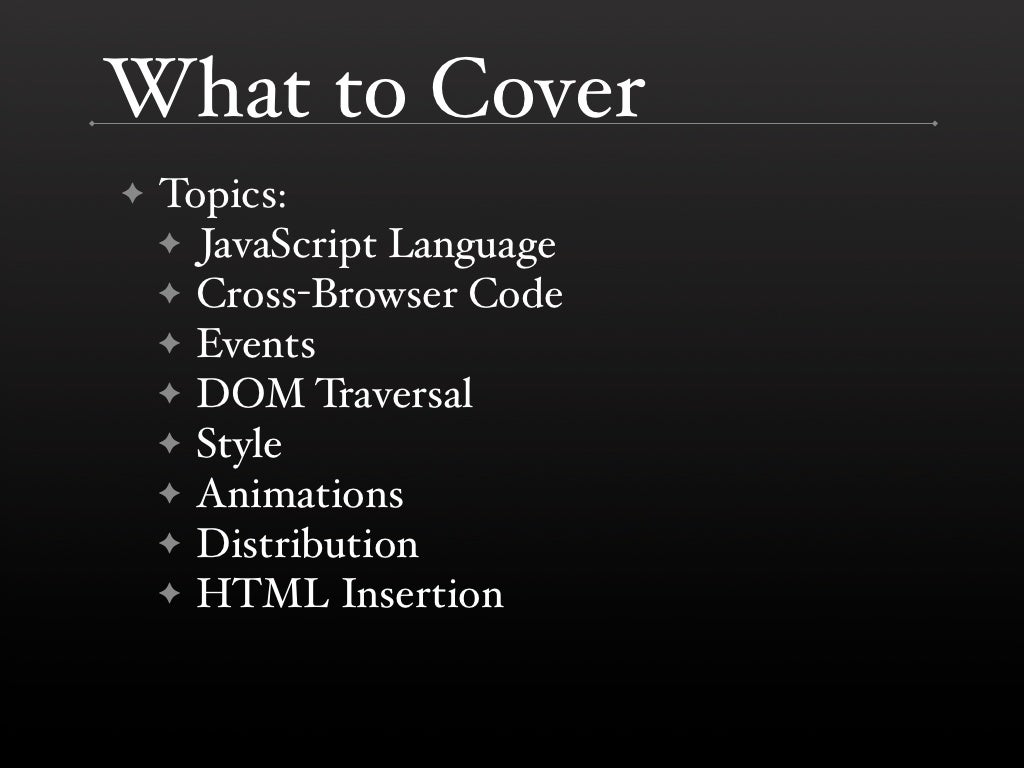 What to Cover Topics