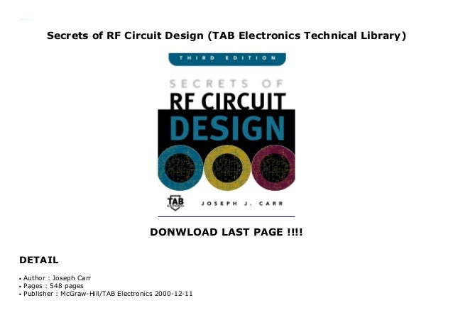Secrets of RF Circuit Design (TAB Electronics Technical Library)