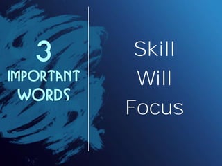 3         Skill
important    Will
 words
            Focus
 