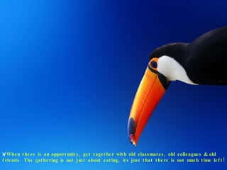 When there is an opportunity, get together with old classmates, old colleagues & old friends. The gathering is not just about eating, its just that there is not much time left! 