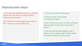 Secrets of Google VRP by: Krzysztof Kotowicz, Google Security Team