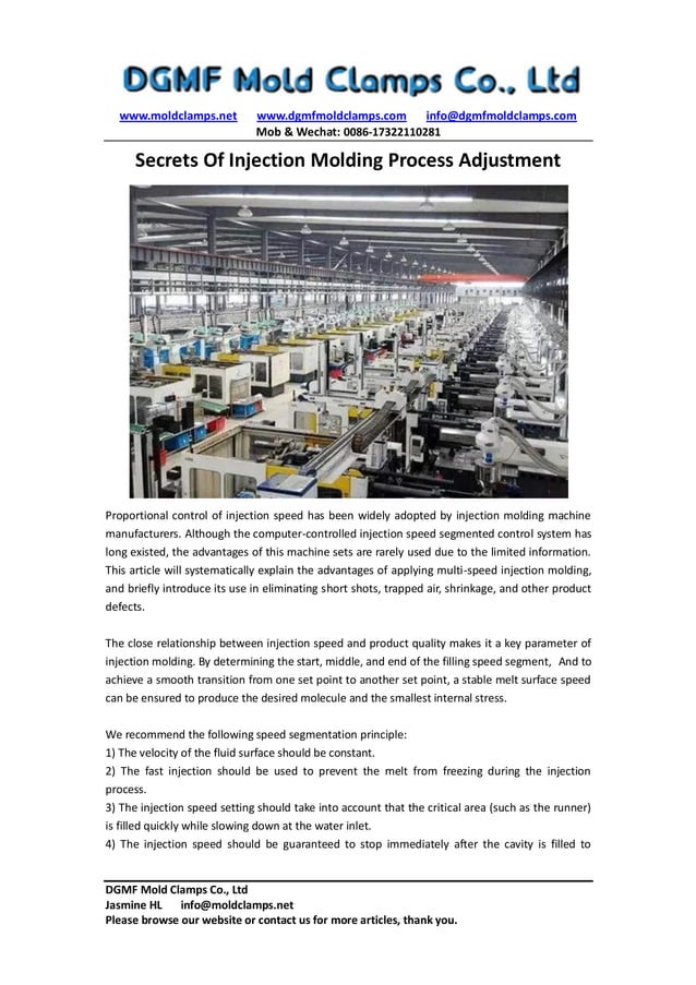 Secrets of injection molding process adjustment | PDF