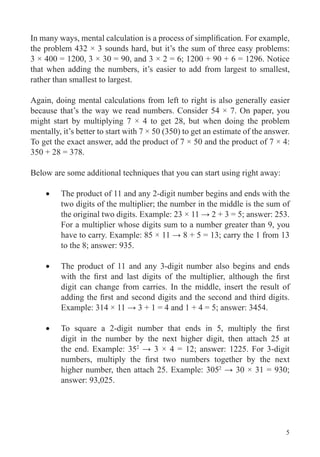 Psychology Math Notes Secrets of mental math | PDF