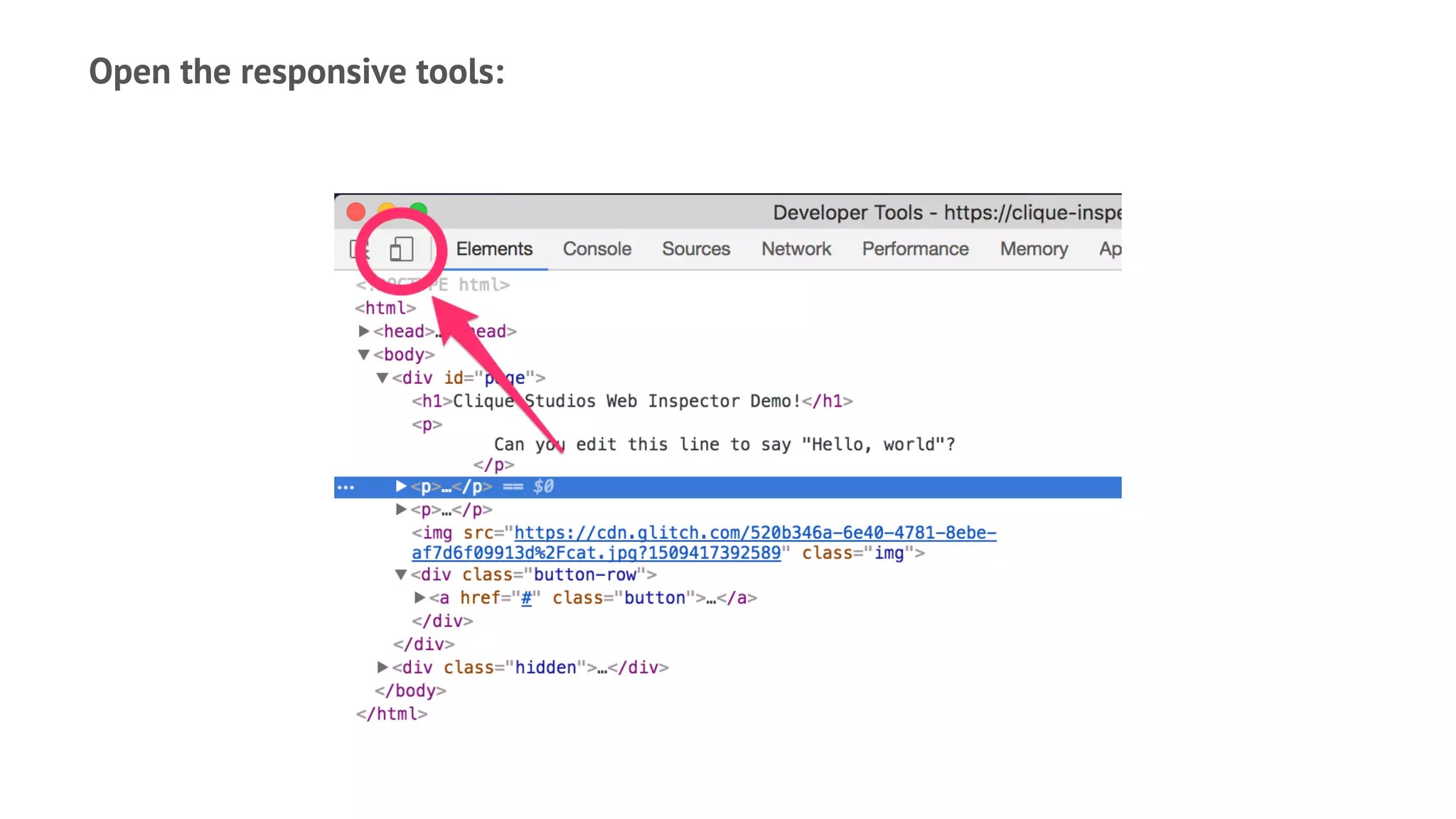 Open the responsive tools:
 