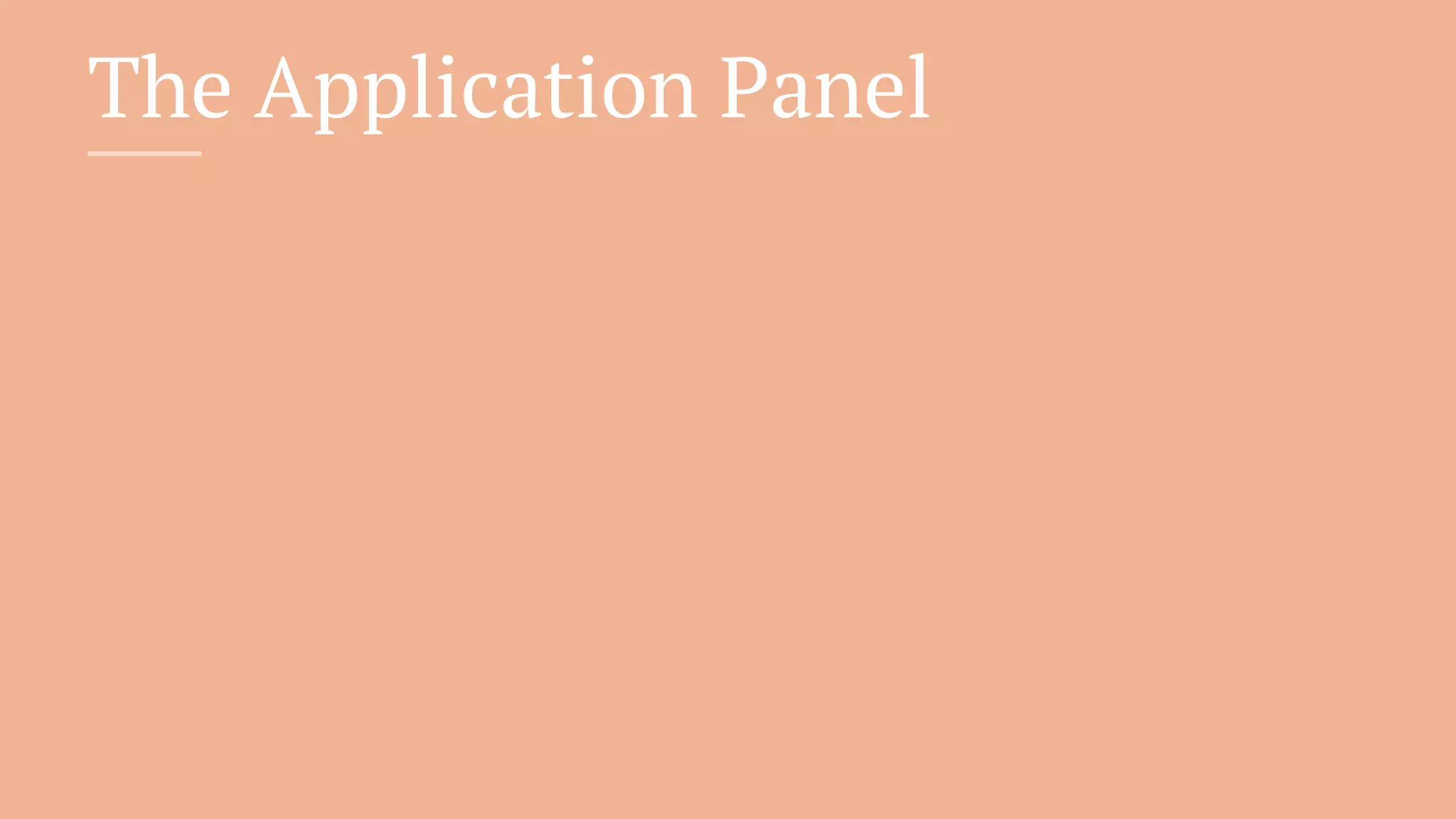 The Application Panel
 