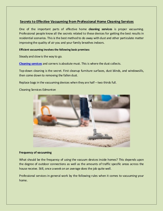 Secrets To Effective Vacuuming From Professional Home Cleaning Servic