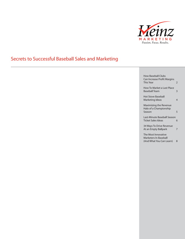 Secrets to Successful Baseball Sales and Marketing PDF