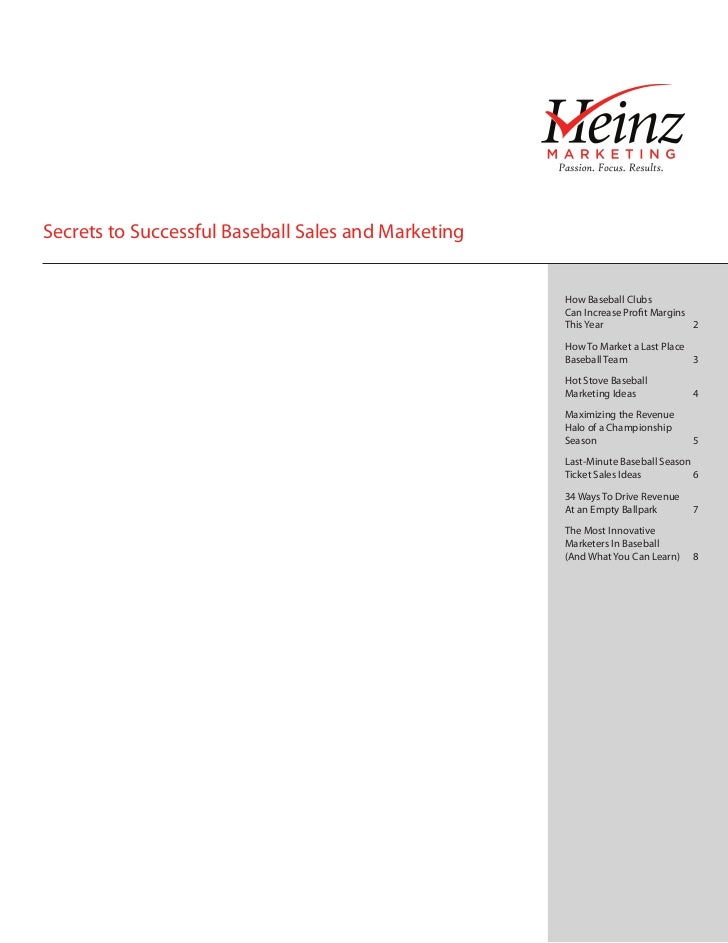 Secrets to Successful Baseball Sales and Marketing