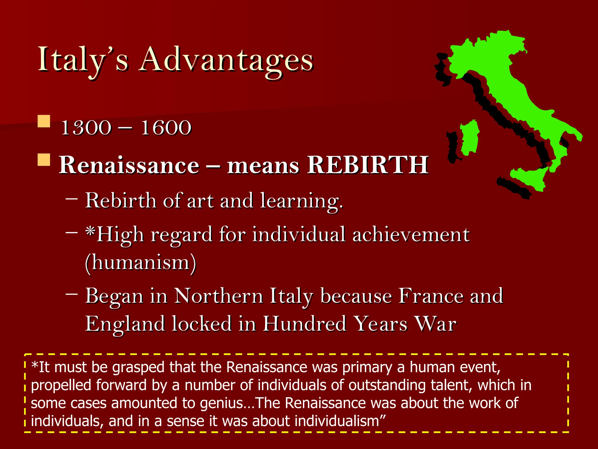 Italian Sect Section 1 The Italian Renaissance- Section 1: Italy: Birthplace of ...