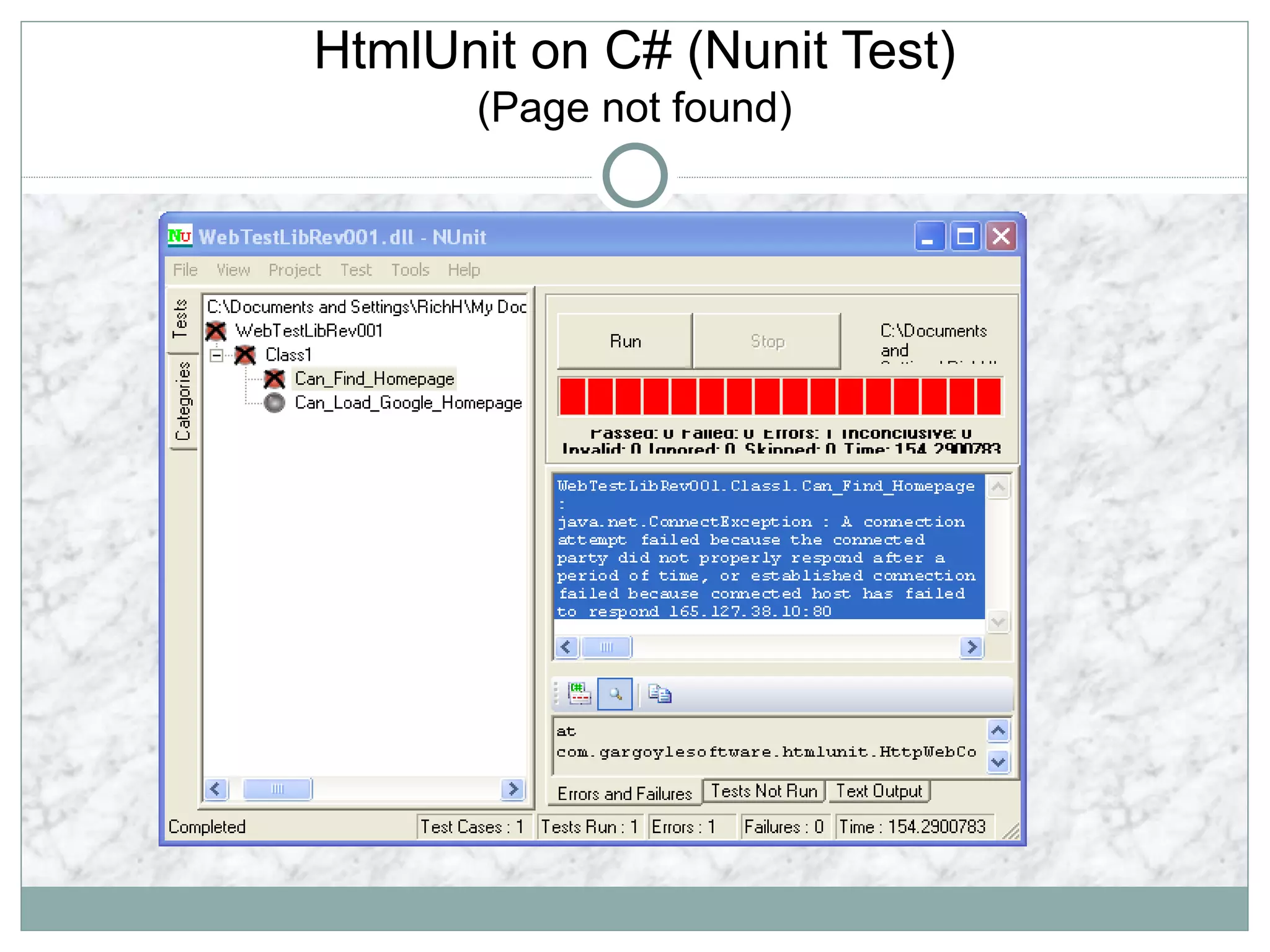HtmlUnit on C# (Nunit Test)
(Page not found)
 