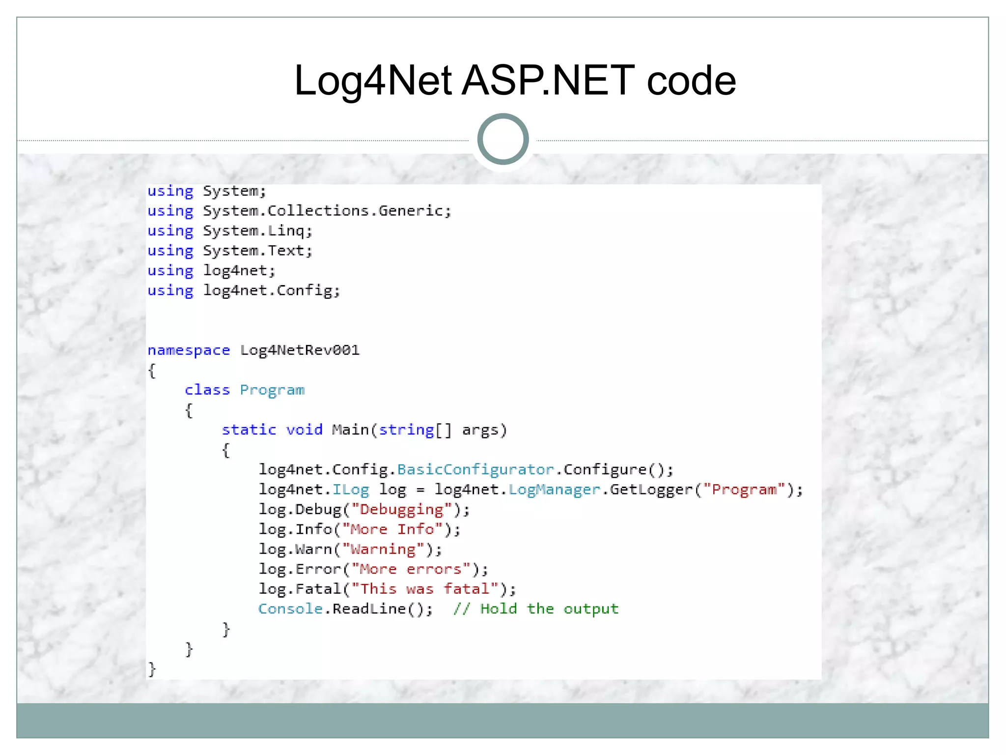 Log4Net ASP.NET code
 