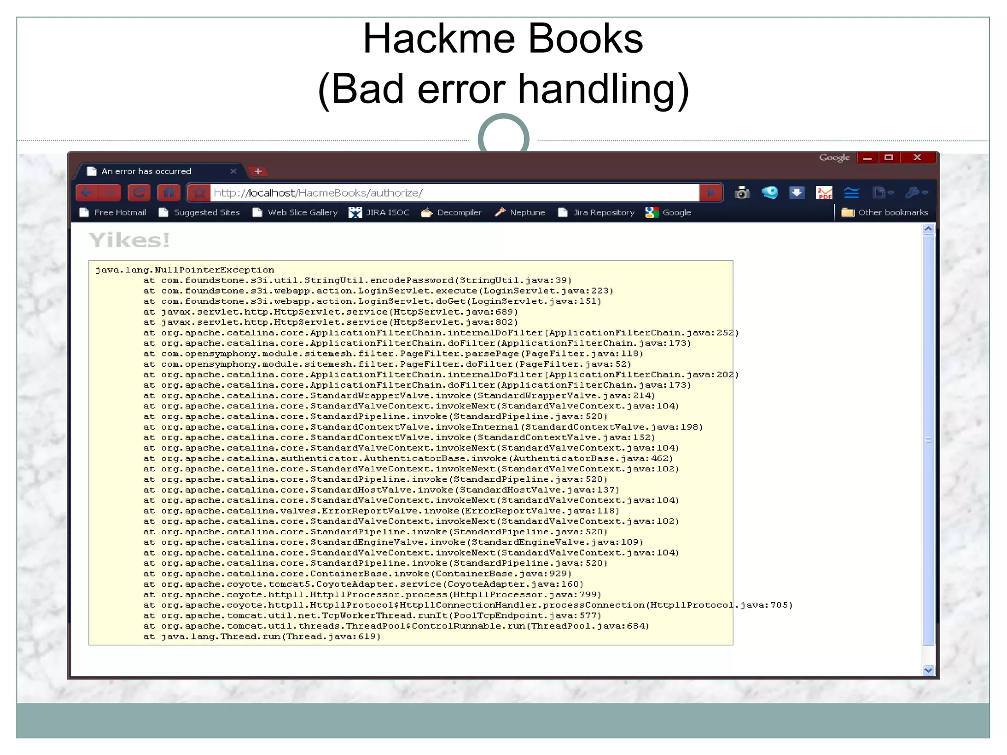 Hackme Books
(Bad error handling)
 
