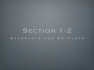 Section 1-2
Stemplots   and   Dotplots