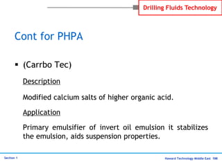 Haward Technology Middle East 198
Section 1
Drilling Fluids Technology
Cont for PHPA
 (Carrbo Tec)
Description
Modified c...