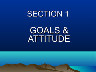 SECTION 1SECTION 1
GOALS &GOALS &
ATTITUDEATTITUDE
 