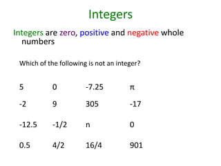 Section 1.3 integers absolute value (math) | PPTX