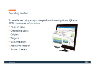 Comprehensive IBM QRadar SIEM Foundations and Capabilities Overview | PPTX