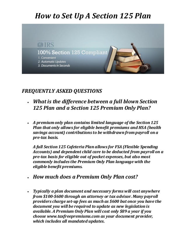 section 125 plan document tax free premiums section 125 plan document section 125 plan document tax free premiums section 125 plan document