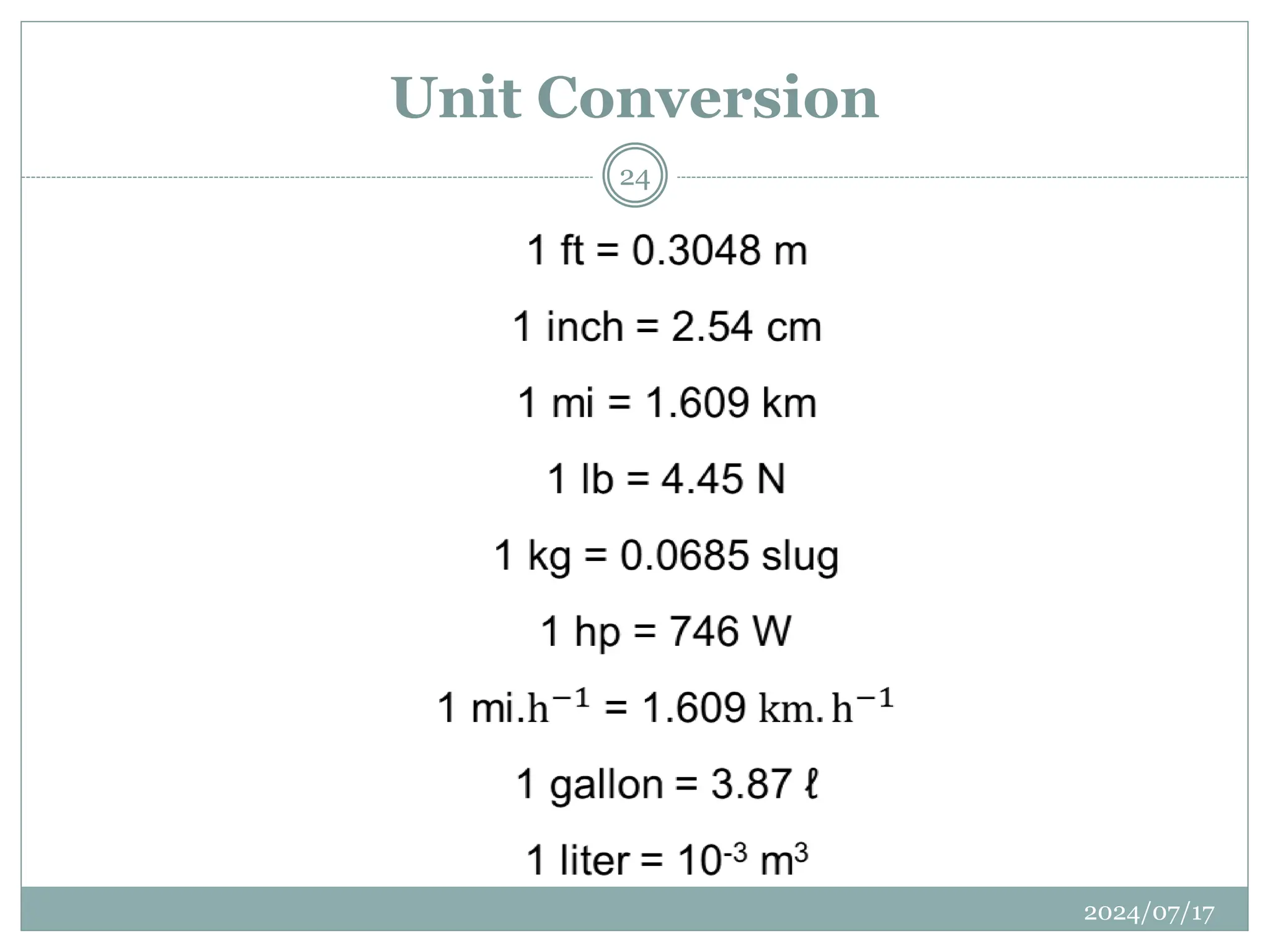 Unit Conversion
2024/07/17
24
 