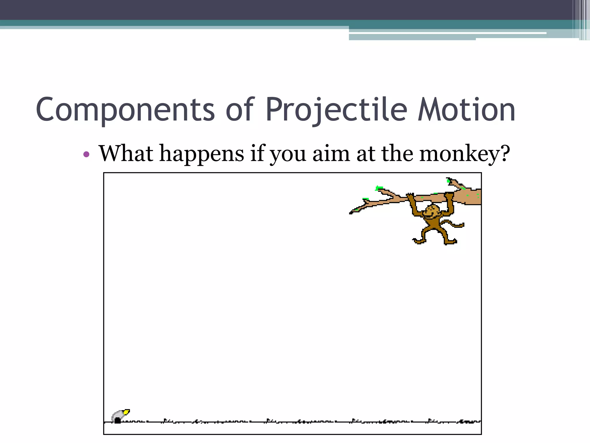 Components of Projectile MotionWhat happens if you aim at the monkey?
