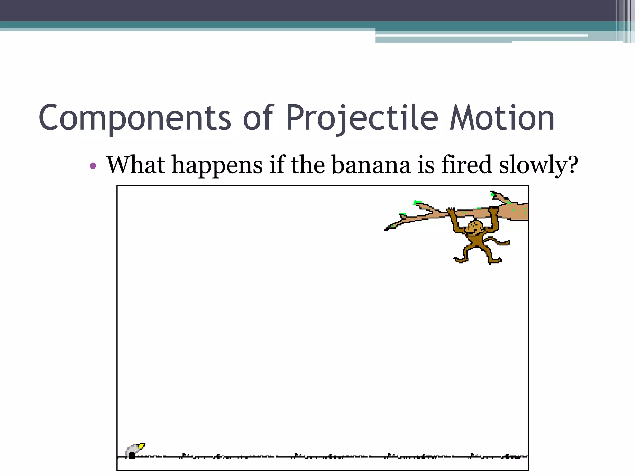 Components of Projectile MotionWhat happens if the banana is fired slowly?