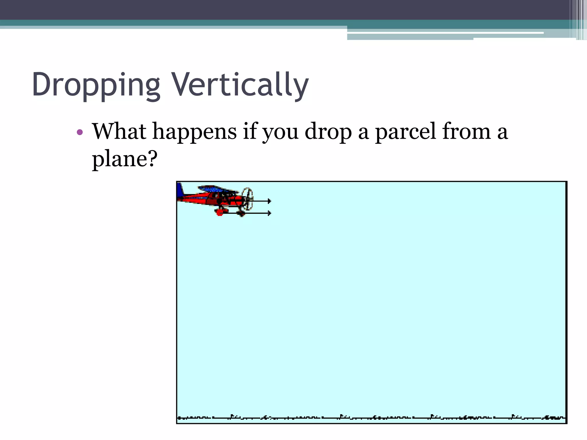 Determining Characteristics of ProjectilesVertical component:	sv = vtVt + ½ at2a = -9.8 ms-2This gives distance above ground.	(i.e. acceleration is in the opposite direction to the motion)