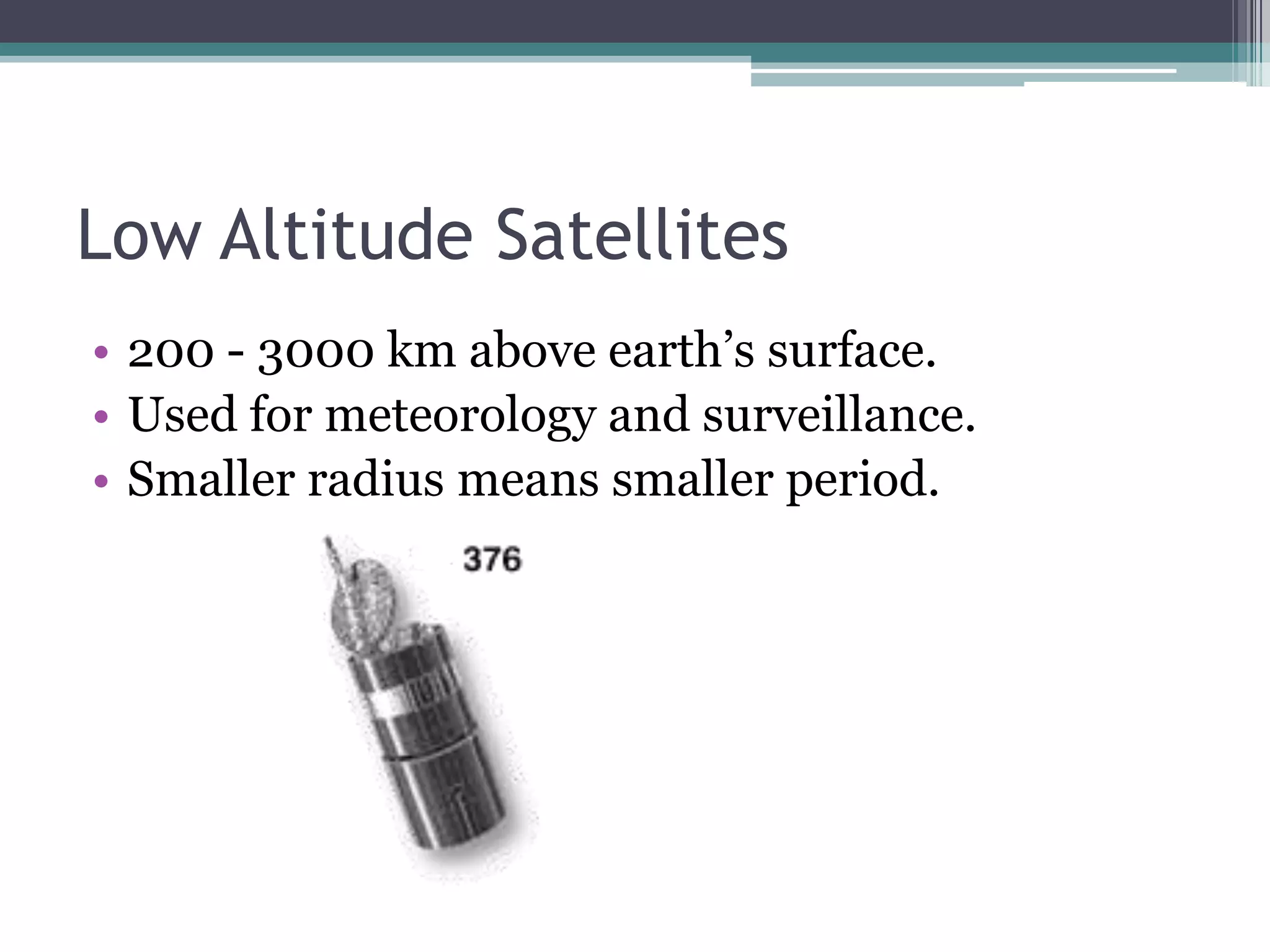 Satellites in Circular OrbitsThis will give the orbital velocity for a satellite to remain in an orbit of r from the centre of the Earth (ie re + r) irrespective of the mass of the satellite.Can you derive this equation?