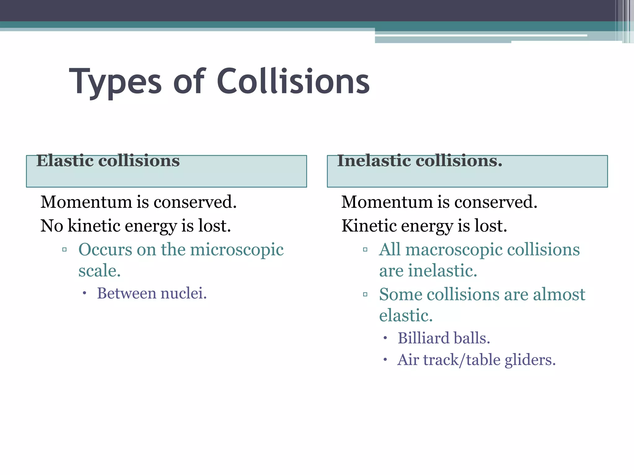 For constant accelerationApplication of Newton IIFt = mvf - mvi Ft = p Ft= impulse of the force.Impulse causes the momentum to change. An impulse is a short duration force.Usually of non constant magnitude.
