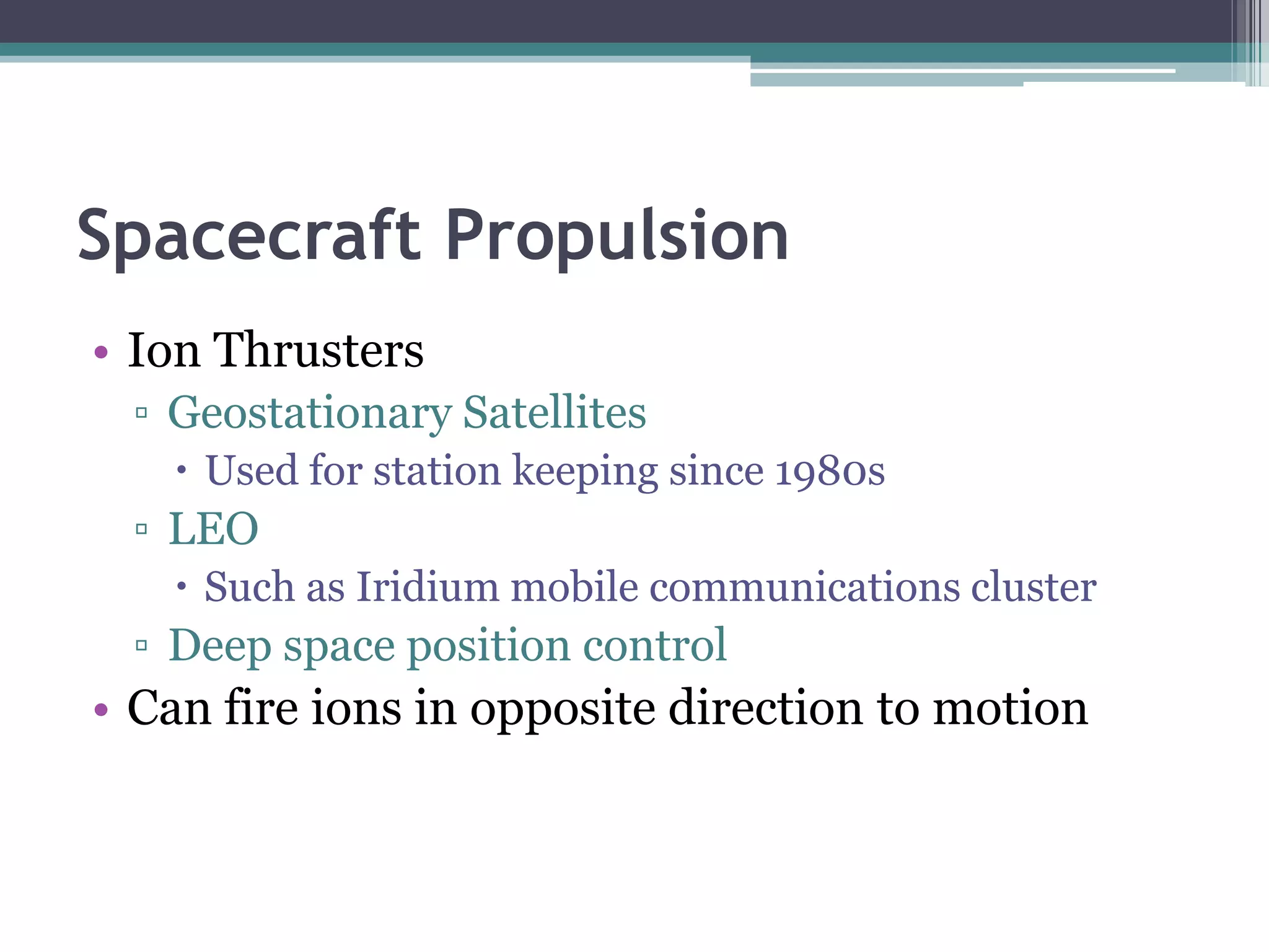 Spacecraft Propulsion