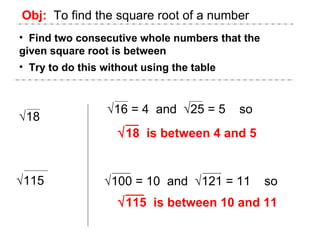 Section 2.7 square roots (algebra) | PPT