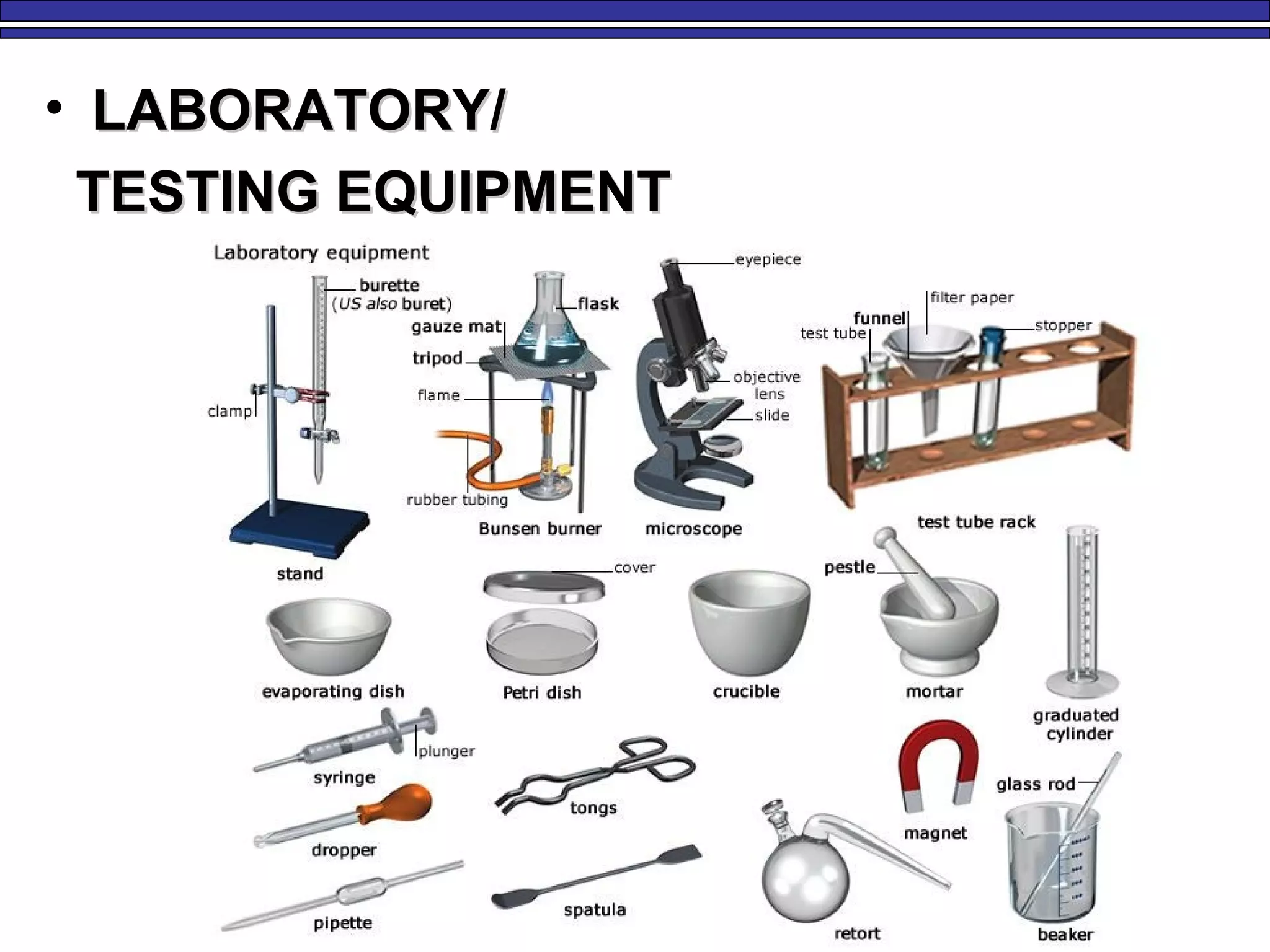 • LABORATORY/LABORATORY/
TESTING EQUIPMENTTESTING EQUIPMENT
 