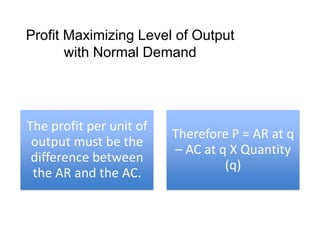 Profit Maximizing Level of Output with Normal Demand