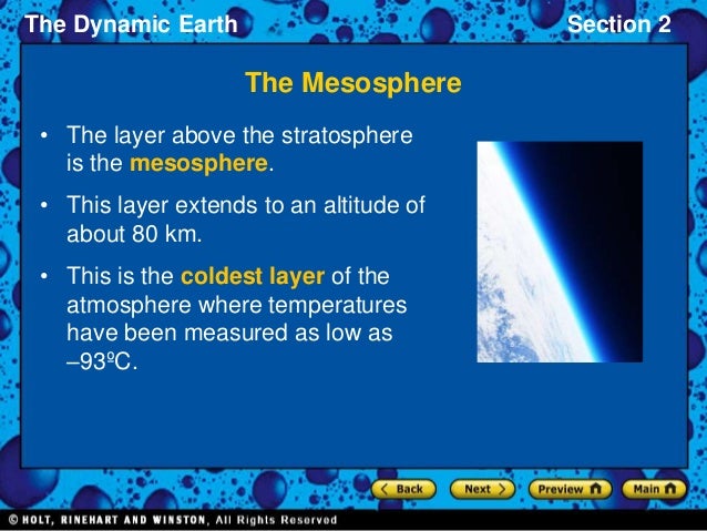 What is found in the mesosphere?