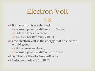 A charge that is free to move in a uniform electric field;behaves in a similar way to a mass in a gravitational field.In a gravitational field, an object which moves towards the earth;experiences a force that converts P.E. to K.E.When energy is converted from one form to another;work is done.No work is done in the component that is parallel to the ground.Motion of Charges in a Field