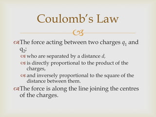 This is similar to Newton’s law of universal gravitation:Coulomb’s Law