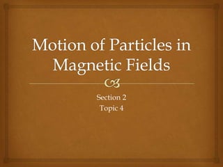 Charges that are stationary;have no magnetic force applied to it.A wire that has no P.D. applied to its ends;has no magnetic force associated.We have investigated current carrying conductors;and the magnetic force associated with it.Forces on Moving Charges
