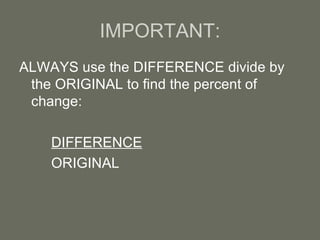 Section 3.7 percent of change (Algebra) | PPT