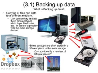 Backing Up Storage iGCSE Theory Unit 3 - backing up data | PPT