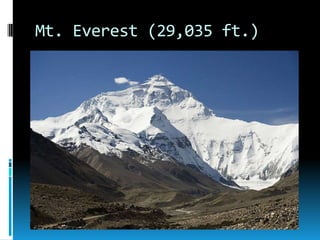 Mt. Everest (29,035 ft.)
 