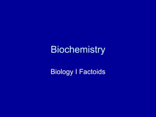 Biochemistry Biology I Factoids 
