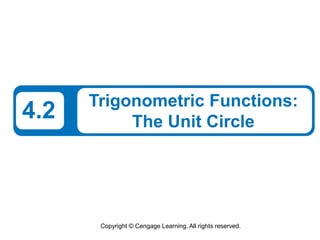 Copyright © Cengage Learning. All rights reserved.
4.2 Trigonometric Functions:
The Unit Circle
 