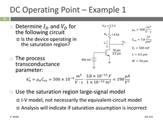Process Transconductance Section 4 MOSFETS. basic working of MOSFET | PDF