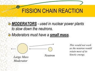 EXAMPLE 1 SOLUTIONTotal mass of the reactants = 0. 01675 x 10-25  + 3. 9017 x 10-25 = 3.91845 x 10-25kg Total mass of the products = 2.28922 x 10-25  + 1.57534 x 10-25 + 3(0.01675 X 10-25 ) = 3.91481 x 10-25kgTherefore the mass defect = 3.91845 X 10-25 –     3.91481 X 10-25  =  3.64 X 10-28 Kg