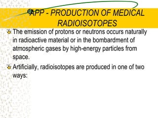 EXOTHERMIC NUCLEAR REACTIONSEXOTHERMIC NUCLEAR REACTIONS- give off energy.1H2 = 3.3445 x 10-27 kg7N14 = 2.3252 x 10-26 kg6C12 = 1.9926 x 10-26 kg2He4 = 6.644 x 10-27kg2.65965 x 10-26 kg  2.657 x 10-26 kgLost 2.65 x 10-29 kg of mass