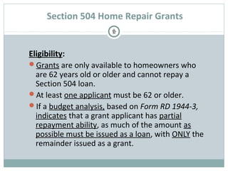 USDA Section 504 Home Repair Program Overview | PPT