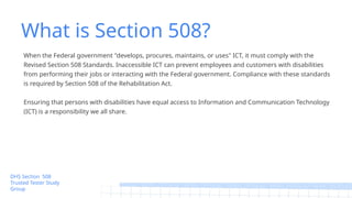 Section 508 Trusted Tester GDG Study Group 1 by Laura Wissiak | PPTX