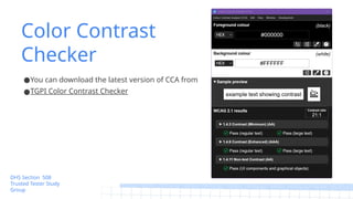 Section 508 Trusted Tester GDG Study Group 1 by Laura Wissiak | PPTX