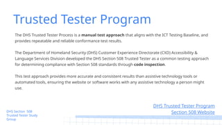 Section 508 Trusted Tester GDG Study Group 1 by Laura Wissiak | PPTX