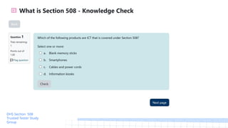 Section 508 Trusted Tester GDG Study Group 1 by Laura Wissiak | PPTX